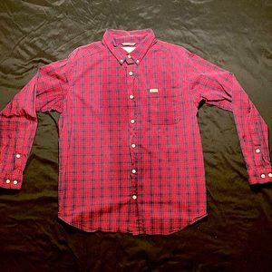Columbia Large men’s Red/blue stripes button up shirt